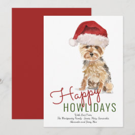 Cartes Pour Fêtes Annuelles Joyeux Howlidays Yorkshire Terrier Santa Hat