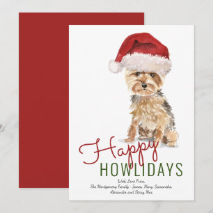 Cartes Pour Fêtes Annuelles Joyeux Howlidays Yorkshire Terrier Santa Hat