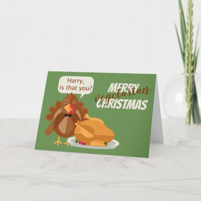 Cartes Pour Fêtes Annuelles Joyeux Humour de Noël végétarien (Devant)