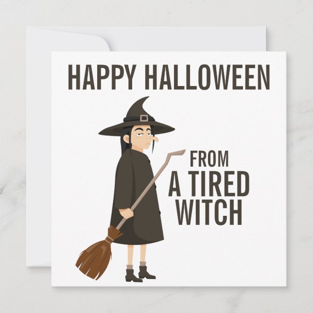 Cartes Pour Fêtes Annuelles Joyeux Humour d'Halloween Sorcière noire et blanch (Devant)