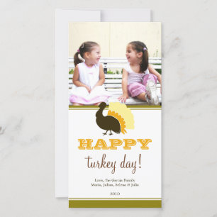 Cartes Pour Fêtes Annuelles Joyeux jour de dinde orange vert coutume Thanksgiv