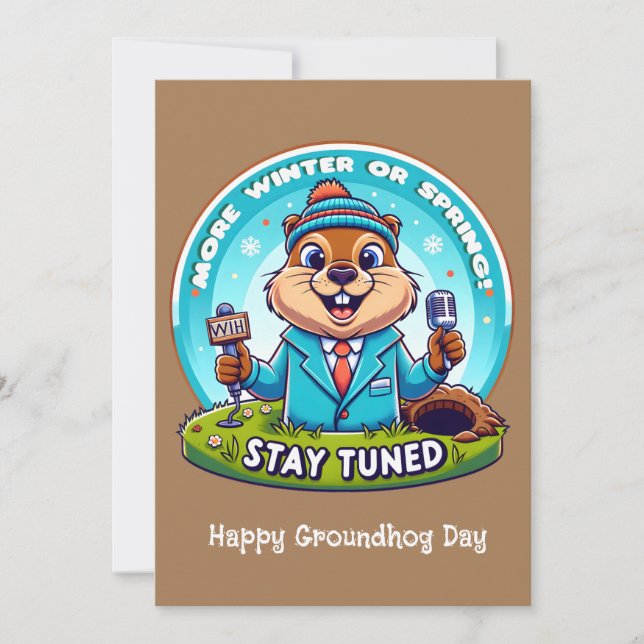 Cartes Pour Fêtes Annuelles Joyeux Jour De La Marmotte : Printemps Ou Hiver (Devant)