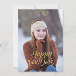 Cartes Pour Fêtes Annuelles Joyeux Jour de l'An Faux Gold Script