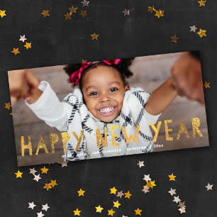 Cartes Pour Fêtes Annuelles Joyeux Jour de l'an moderne Faux d'or photo