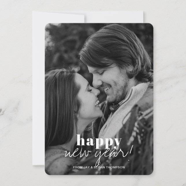 Cartes Pour Fêtes Annuelles Joyeux Jour de l'An moderne vacances photo (Devant)