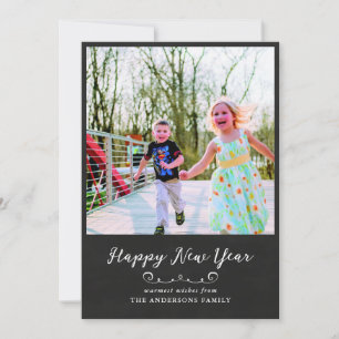 Cartes Pour Fêtes Annuelles Joyeux Jour de l'année Chalkboard Vintage Script
