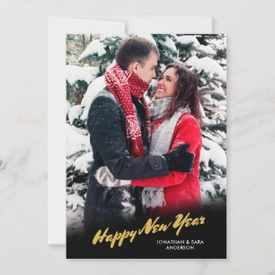 Cartes Pour Fêtes Annuelles Joyeux Jour de l'année Gold Script photo