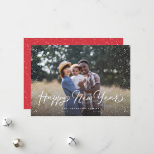 Cartes Pour Fêtes Annuelles Joyeux Jour de l'année Script photo neige