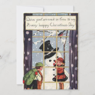 Cartes Pour Fêtes Annuelles Joyeux jour de Noël - Enfants construisant un bonh