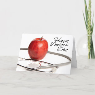 Cartes Pour Fêtes Annuelles Joyeux jour des médecins Pomme Rouge Stethoscope