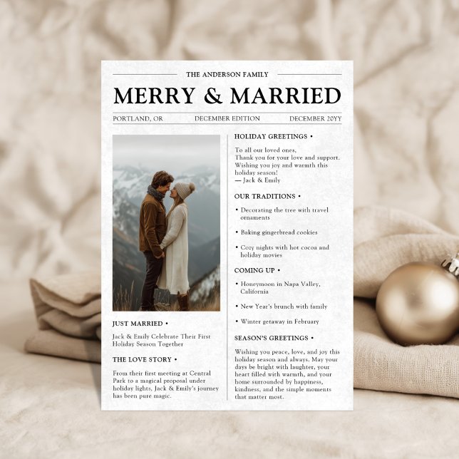 Cartes Pour Fêtes Annuelles Joyeux journal et marié Noël de mariée (Créateur téléchargé)
