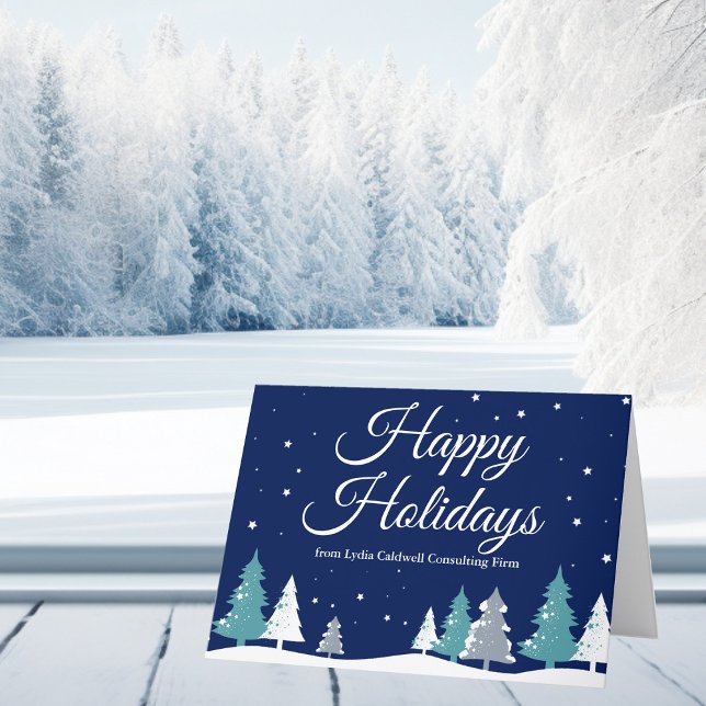 Cartes Pour Fêtes Annuelles Joyeux Jours Bleus Personnalisable Entreprise Noël (Créateur téléchargé)