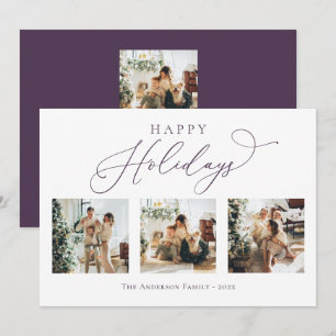 Cartes Pour Fêtes Annuelles Joyeux Jours de vacances Script violet 2 photos mu