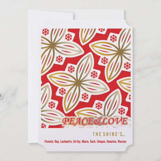 Cartes Pour Fêtes Annuelles JOYEUX JOURS FÉRIÉS | Paix et amour | Poinsettia | (Devant)
