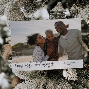 Cartes Pour Fêtes Annuelles Joyeux Jours fériés Script Famille Photo de Noël