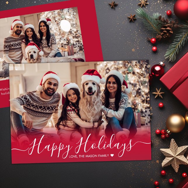 Cartes Pour Fêtes Annuelles Joyeux Jours Fêtes Rouge 2 Photo Noël (Créateur téléchargé)