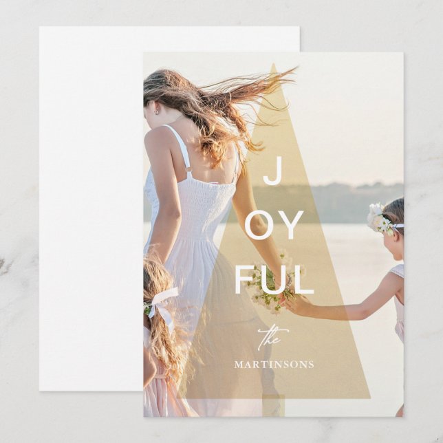Cartes Pour Fêtes Annuelles Joyeux Joyeux Jaune Arbre de Noël Overlay (Devant / Derrière)