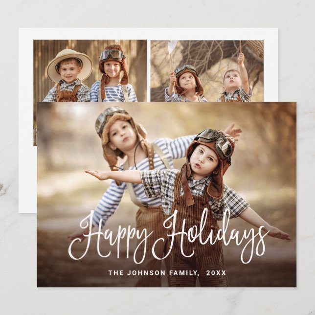 Cartes Pour Fêtes Annuelles Joyeux Joyeux Jours 3 PHOTO Noël Salutation (Devant / Derrière)