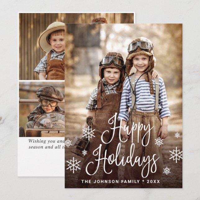 Cartes Pour Fêtes Annuelles Joyeux Joyeux Jours 4 PHOTO Noël Salutation (Devant / Derrière)