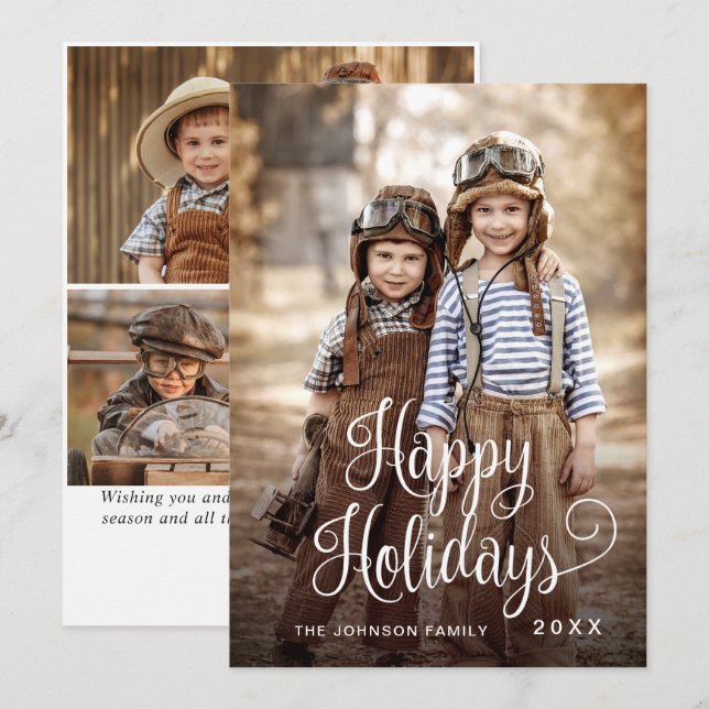 Cartes Pour Fêtes Annuelles Joyeux Joyeux Jours 4 PHOTO Noël Salutation (Devant / Derrière)
