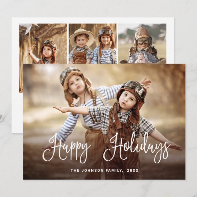 Cartes Pour Fêtes Annuelles Joyeux Joyeux Jours 4 PHOTO Noël Salutation (Devant / Derrière)