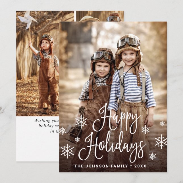 Cartes Pour Fêtes Annuelles Joyeux Joyeux Jours 4 PHOTO Noël Salutation (Devant / Derrière)