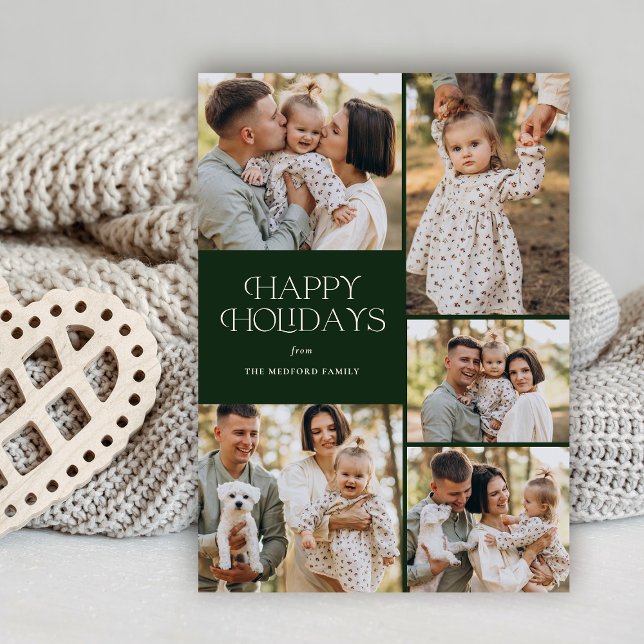 Cartes Pour Fêtes Annuelles Joyeux Joyeux Jours Cinq Photo Floral Retour (Créateur téléchargé)