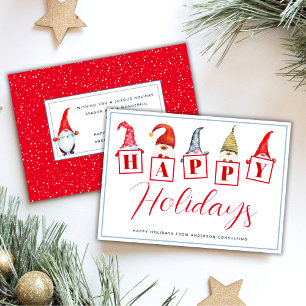 Cartes Pour Fêtes Annuelles Joyeux Joyeux Joyeux Gnomes Red Business