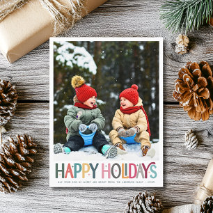 Cartes Pour Fêtes Annuelles Joyeux Joyeux Joyeux Vacances Cute Retro Stars Pho