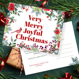 Cartes Pour Fêtes Annuelles Joyeux Joyeux Noël hiver aquarelle floral