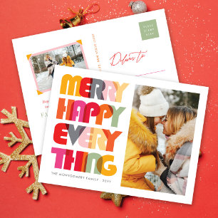 Cartes Pour Fêtes Annuelles Joyeux Joyeux Tout Colorful Typographie Photo