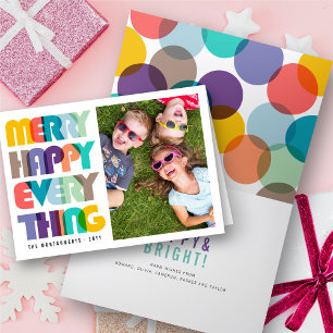 Cartes Pour Fêtes Annuelles Joyeux Joyeux Tout Colorful Typographie Photo