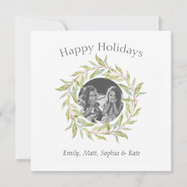 Cartes Pour Fêtes Annuelles Joyeux Joyeux Vacances verdure Wreath Photo