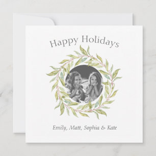 Cartes Pour Fêtes Annuelles Joyeux Joyeux Vacances verdure Wreath Photo