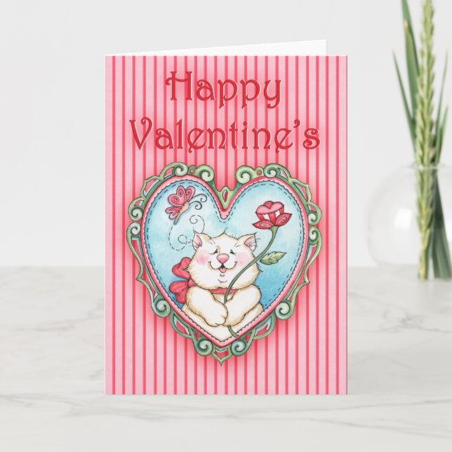 Cartes Pour Fêtes Annuelles Joyeux Kitty de Valentine (Devant)