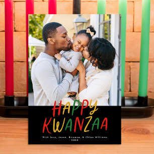 Cartes Pour Fêtes Annuelles Joyeux Kwanzaa moderne Lettré Type Un Photo