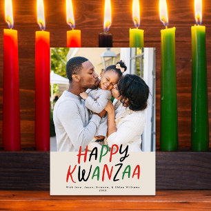 Cartes Pour Fêtes Annuelles Joyeux Kwanzaa moderne Lettré Type Un Photo