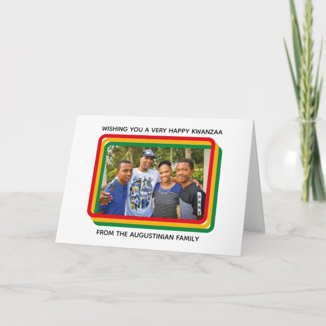 Cartes Pour Fêtes Annuelles Joyeux Kwanzaa Photo de famille de vacances (Devant)