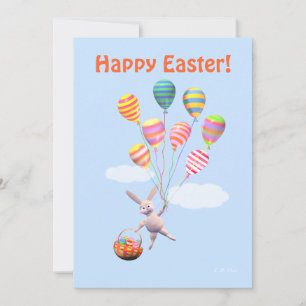 Cartes Pour Fêtes Annuelles Joyeux lapin de Pâques et ballons plats