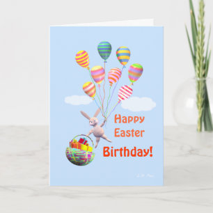 Cartes Pour Fêtes Annuelles Joyeux lapin et ballons d'anniversaire de Pâques