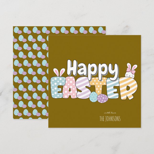 Cartes Pour Fêtes Annuelles Joyeux Lapin Joyeuses Pâques (Devant / Derrière)
