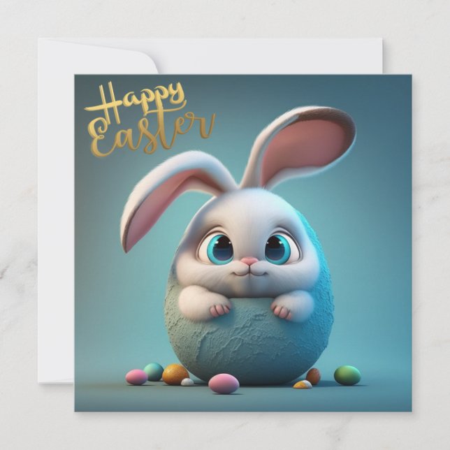 Cartes Pour Fêtes Annuelles Joyeux lapin mignon de Pâques (Devant)