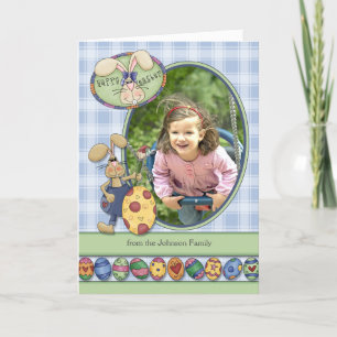 Cartes Pour Fêtes Annuelles Joyeux lapins photo et oeufs personnalisés de Pâqu