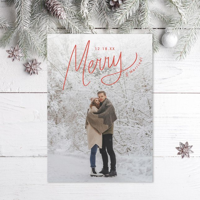 Cartes Pour Fêtes Annuelles Joyeux lettrage main hiver nouvellement marié (Créateur téléchargé)