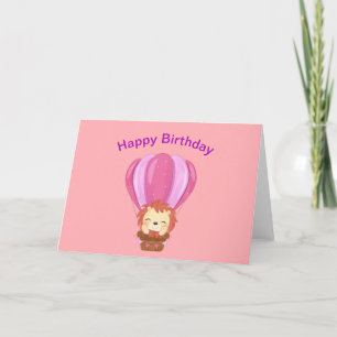 Cartes Pour Fêtes Annuelles Joyeux Lion D'Anniversaire En Ballon À Air Chaud