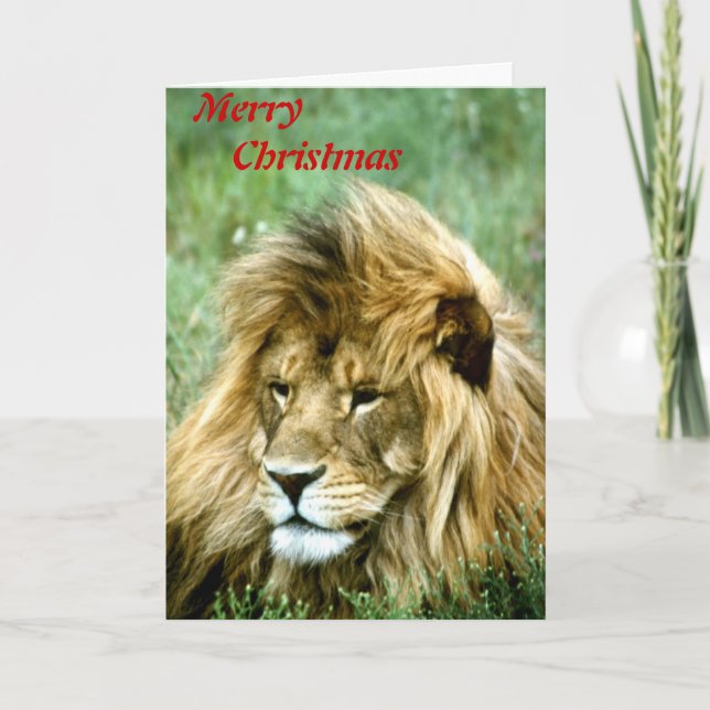 Cartes Pour Fêtes Annuelles Joyeux lion de Noël (Devant)