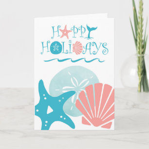Cartes Pour Fêtes Annuelles Joyeux littoral   Coquillage de plage tropical