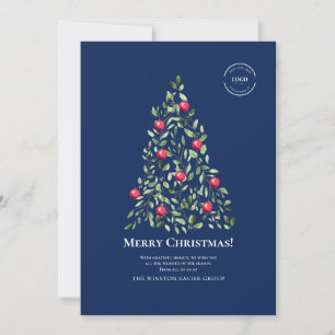 Cartes Pour Fêtes Annuelles Joyeux logo bleu Noël et aquarelle