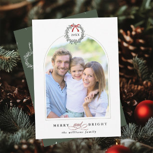 Cartes Pour Fêtes Annuelles Joyeux & Lumineux Cadre Photo de Famille en Arches
