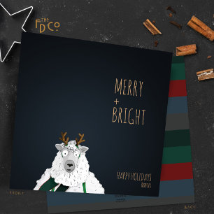 Cartes Pour Fêtes Annuelles "Joyeux + Lumineux" Crazy mou Sheep